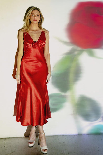 BEYOND WORDS WOVEN MIDI DRESS Flying Tomato
