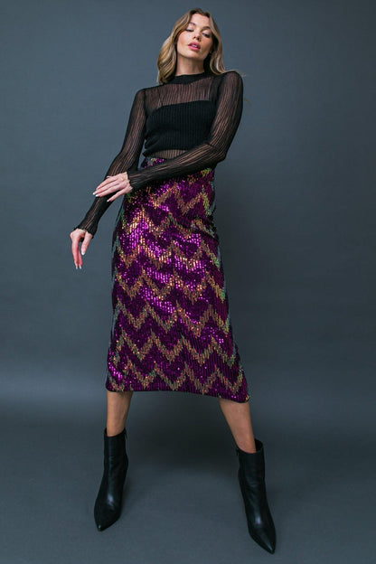 BE HAPPY FRIEND SEQUIN MIDI SKIRT Flying Tomato