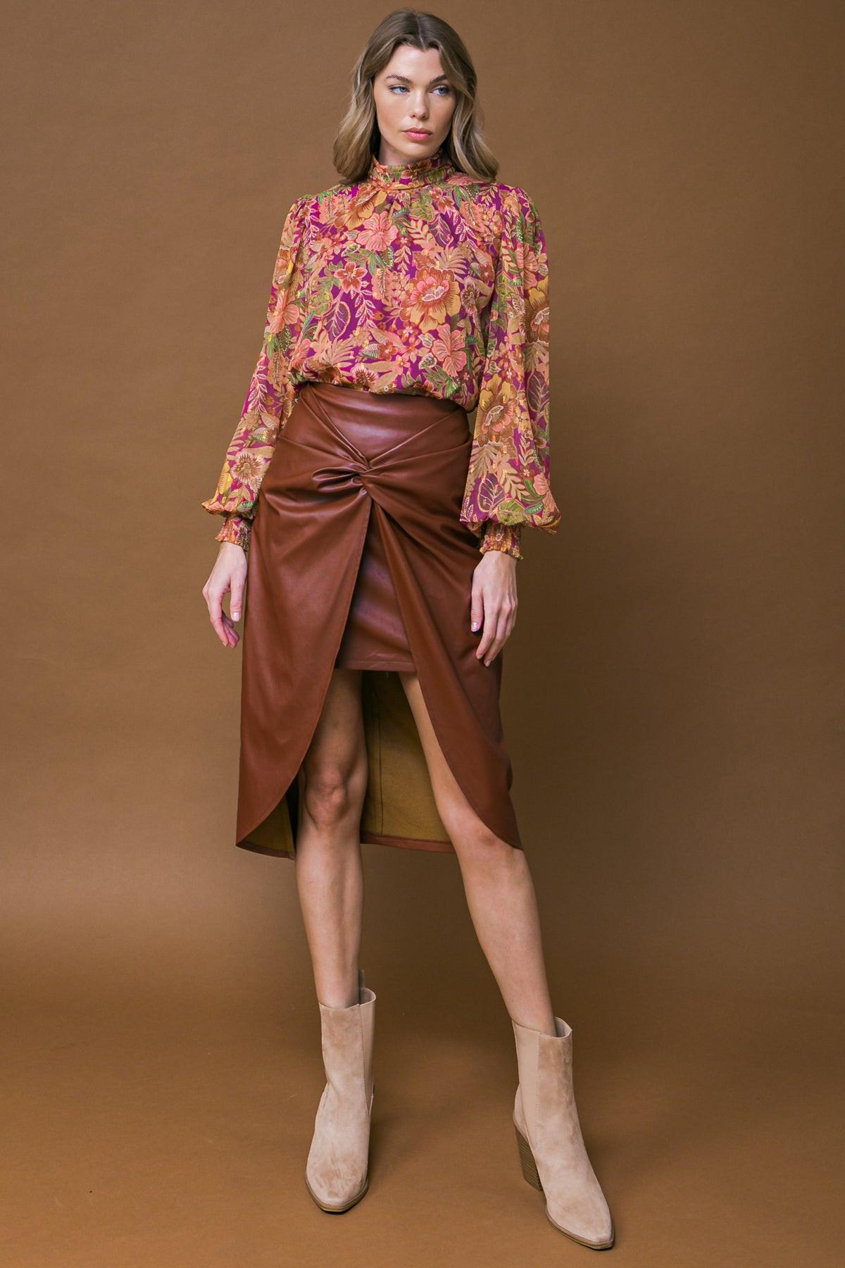 CHOOSE US LEATHER MIDI SKIRT Flying Tomato