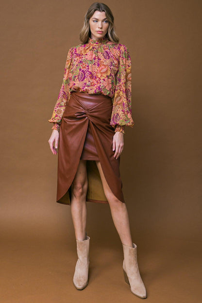 CHOOSE US LEATHER MIDI SKIRT Flying Tomato