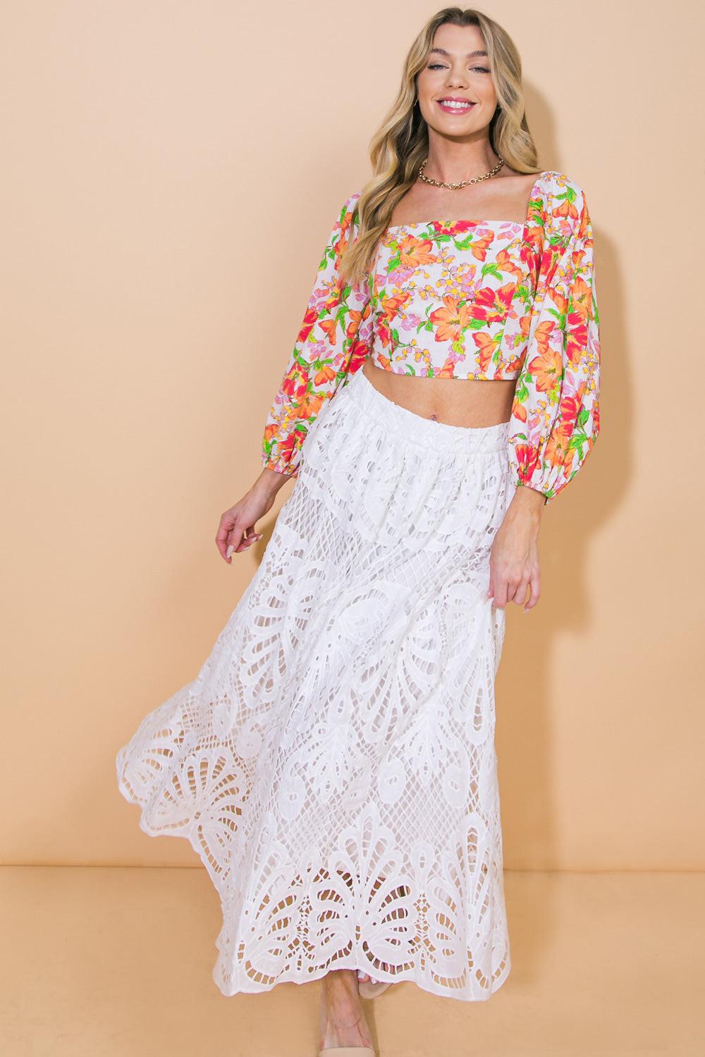 DREAMY NIGHTS WOVEN MIDI SKIRT Flying Tomato