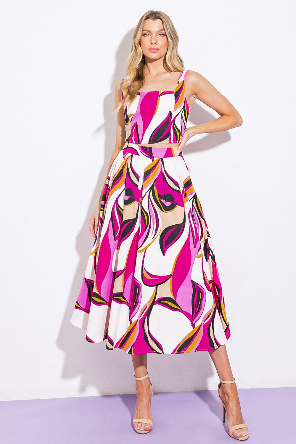 COCKTAIL CLUB WOVEN TWILL TOP AND SKIRT Flying Tomato