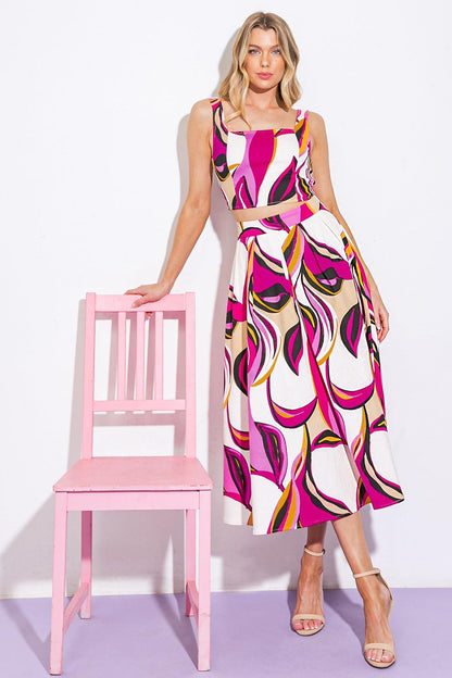 COCKTAIL CLUB WOVEN TWILL TOP AND SKIRT Flying Tomato