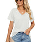 🌼 Women's V-Neck Pleated Loose-Fit T-Shirt – Effortless Summer Elegance FitiqueFit
