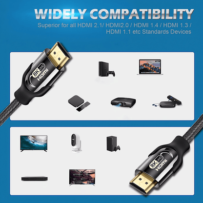 8K Ultra High Speed HDTV 2.1 Cable | Supports 8K 60Hz, 4K 120Hz, Flat Category 6a Ethernet, Male to Male Connector - I-ZCLIVE NovaCart