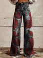 Women's Printed Flare Pants – Mid-Waist Full Length Plus Size FitiqueFit