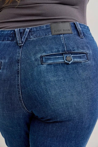 Judy Blue Full Size Mid Rise Bootcut Jeans with Welt Pockets Plus Size Garden Naked Curves