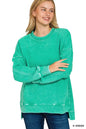 Zenana Full Size Acid Washed Double Ribbed Hi-low Sweatshirt Plus Size Garden Naked Curves