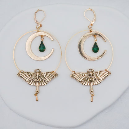 Vintage Crescent Moon Gemstone Earrings for Women, Featuring Bohemian Moth Drop Tassel Accessories. NovaCart