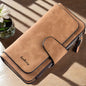 Vintage Faux Leather Long Wallet – Trifold Credit Card Holder with Snap & Zipper DailySale