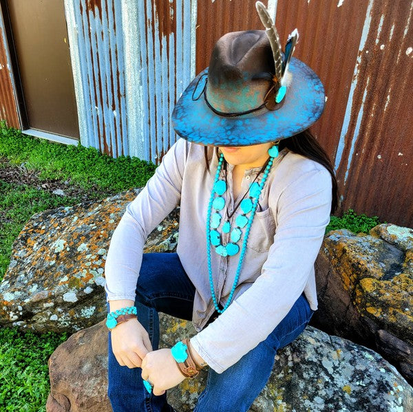 Blue Turquoise Slab on Narrow Leather Cuff Shop Style & More | Fresh Looks, Everyday Deals & Free Shipping
