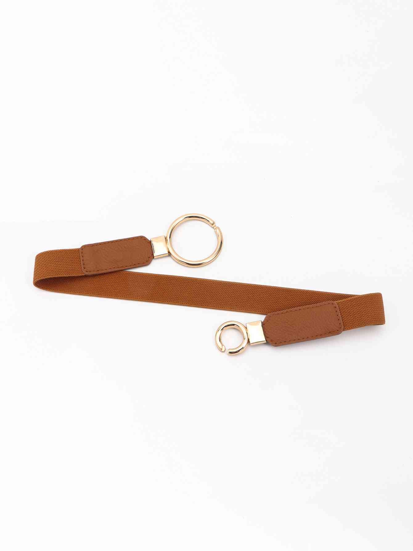 ElegantStyle Double Ring Buckle Elastic PU Belt – Adjustable Comfort Fit See size chart under “more details” The Fashion Celestial