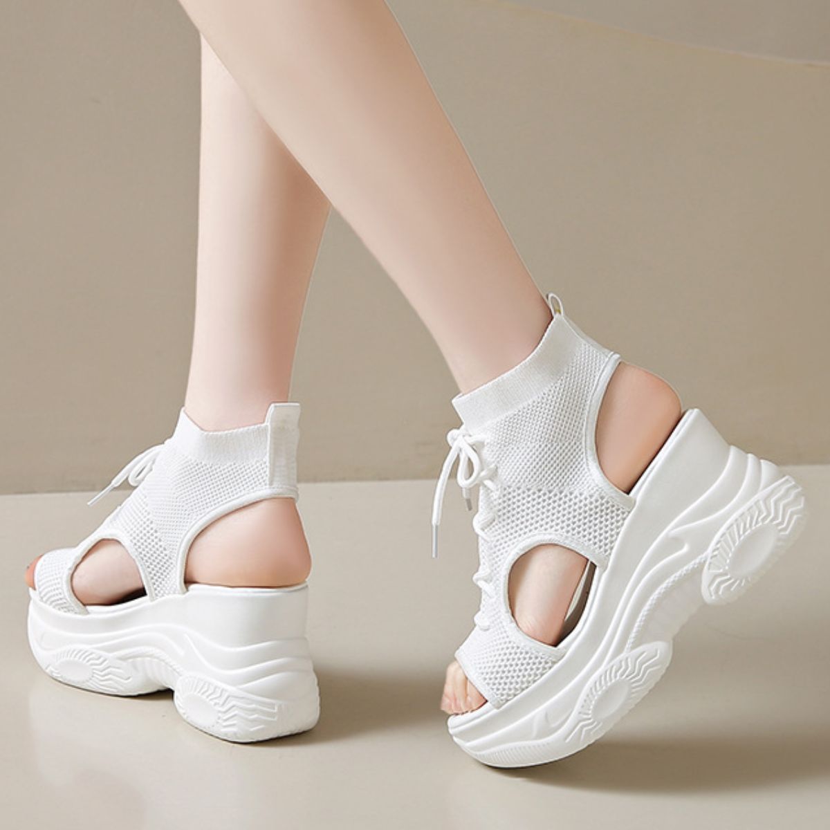 Cutout Mesh Wedge Sandals New Era Fashion LLc
