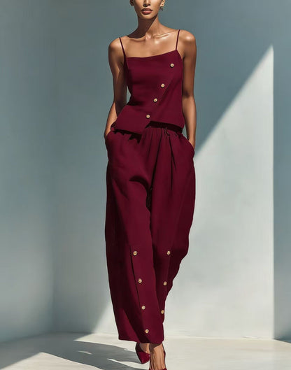 Women's Gold-Buckle Camisole & Pants Two-Piece Set FitiqueFit