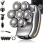Men's Electronic Head Shaver Razor - Rechargeable Cordless Hair Shaving Razors For Bald Man 6 In 1 Wet Dry Beard Trimmer Body Hair Cutting Clipper Grooming Kit 7 Rotary Heads NovaCart