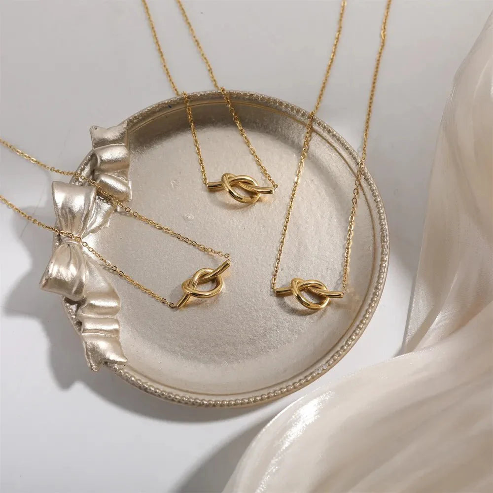 Solstice Knot Necklace Ivory Embers