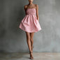 Women's Strapless Tube Mini Dress – Solid Color Elastic Waist FitiqueFit