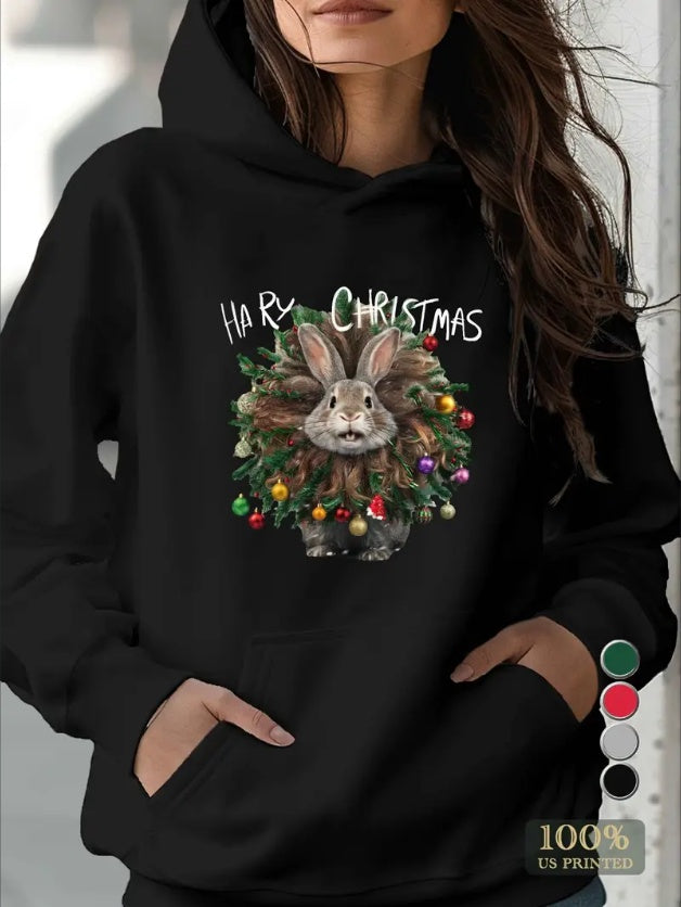 Women’s Hairy Christmas Bunny Hoodie FitiqueFit