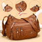 Fashion Multi Zipper Crossbody Bag, Soft Vegan Leather Shoulder Bag, Women's Multi Pockets Handbag Purse DailySale