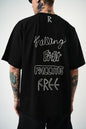 Men's Oversize 'FAST / FALLING FREE' Graphic T-Shirt - Streetwear Embroidered Tee Withinblack
