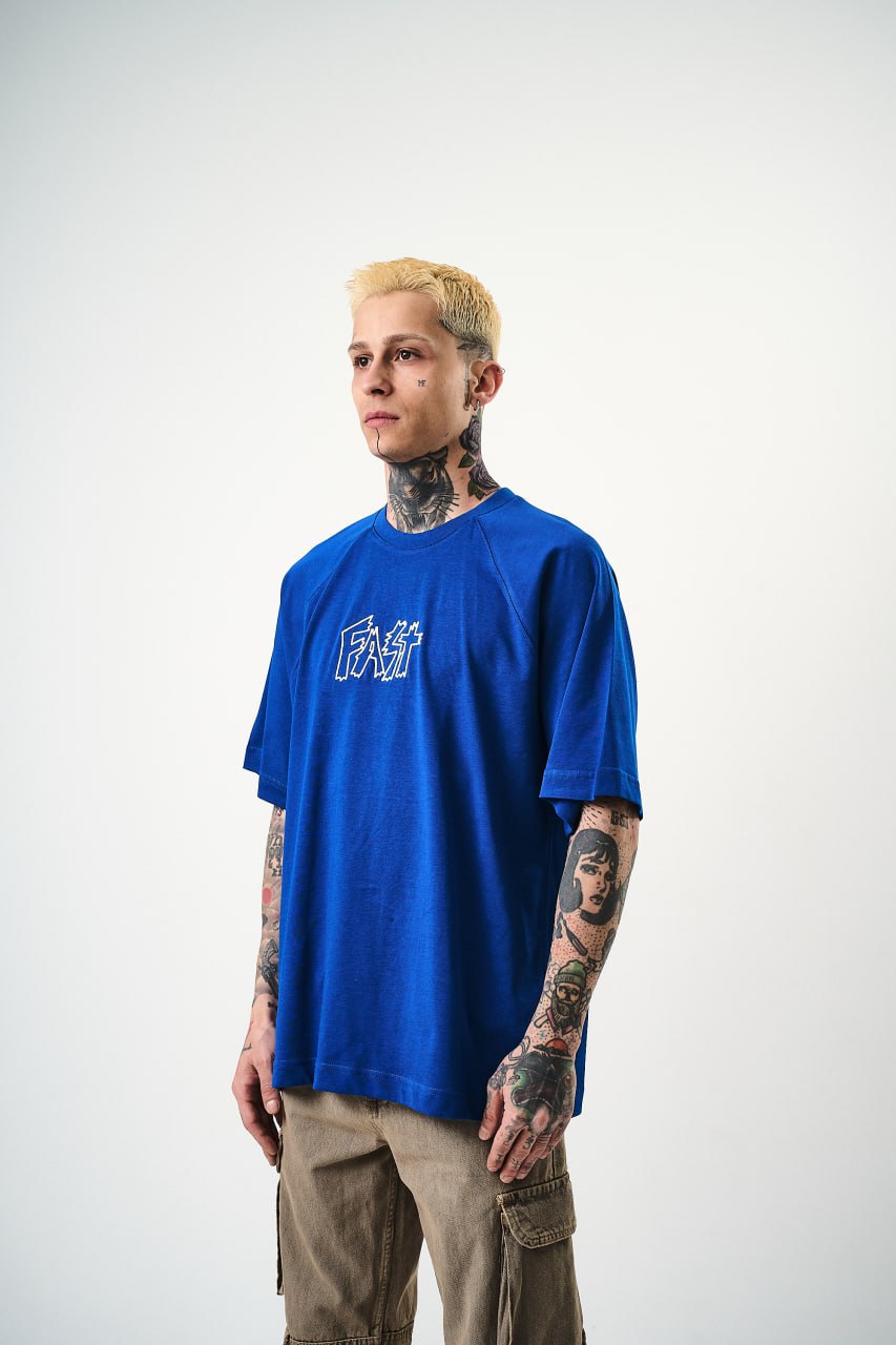 Men's Oversize 'FAST / FALLING FREE' Graphic T-Shirt - Streetwear Embroidered Tee Withinblack