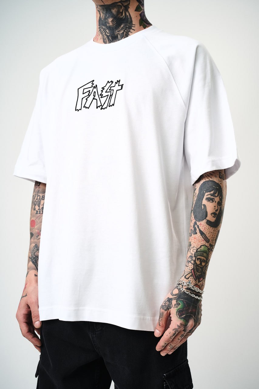 Men's Oversize 'FAST / FALLING FREE' Graphic T-Shirt - Streetwear Embroidered Tee Withinblack
