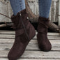 Ankle Boots  Round Toe Buckle Belt Side Zipper Boots