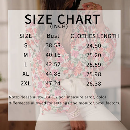 Boho Floral V-Neck Drawstring Blouse FitiqueFit