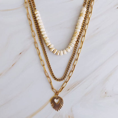 Resin Bead Golden Heart Layered Necklace Shop Style & More | Fresh Looks, Everyday Deals & Free Shipping