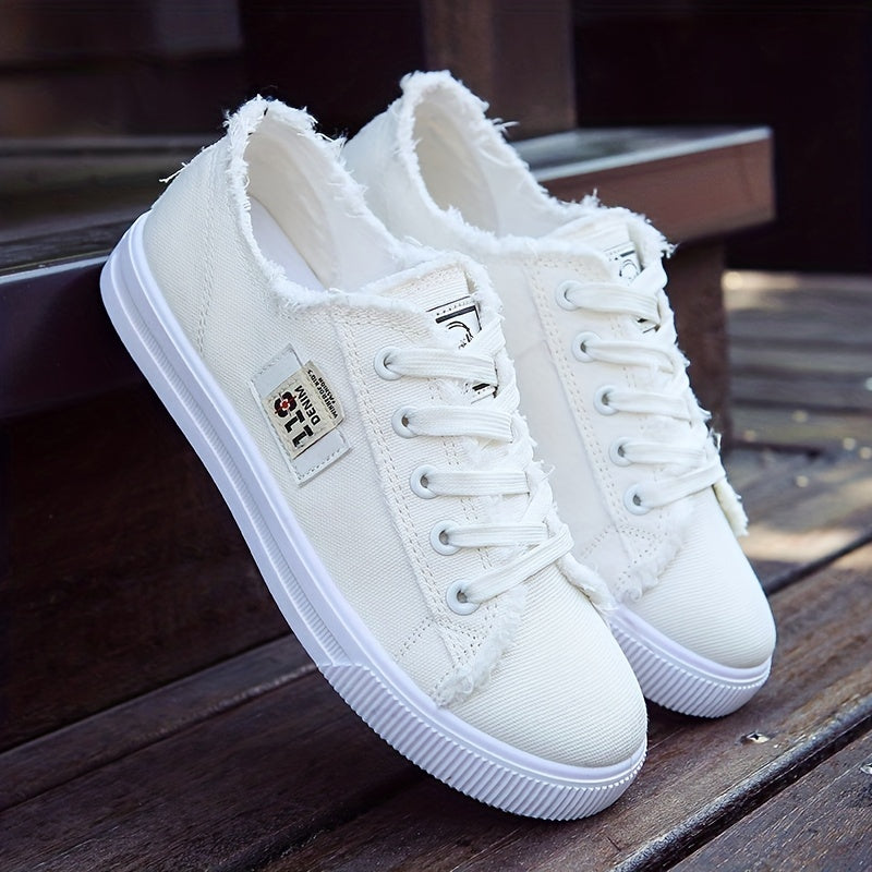 Women'S Casual Round Toe Solid Color Canvas Shoes, Small White, Flat Bottom, PVC Sole, Fabric Upper And Insole, Hand Wash, No Dry Clean, Spring, Autumn, All Season 2022 NovaCart