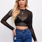 Sheer Mesh Long Sleeve Crop Top, No Bra NovaCart