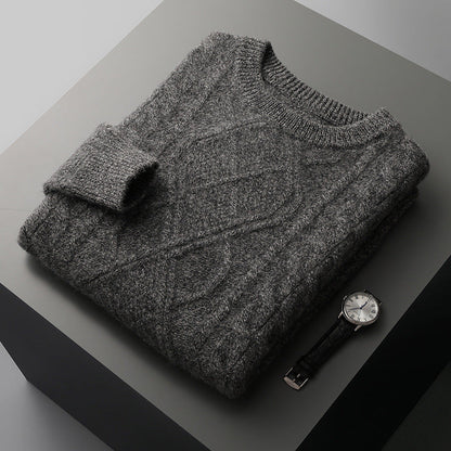 Men's Pullover Twist Round Neck Base Knitwear Loose-fitting Oversized Sweater Grayceful LLC