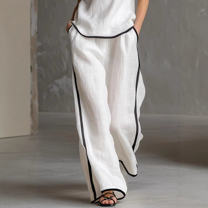 Women’s Sleeveless V-Neck Wide-Leg Pants Set FitiqueFit