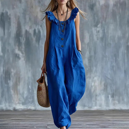 Women's Sleeveless Button-Down Tank Jumpsuit FitiqueFit