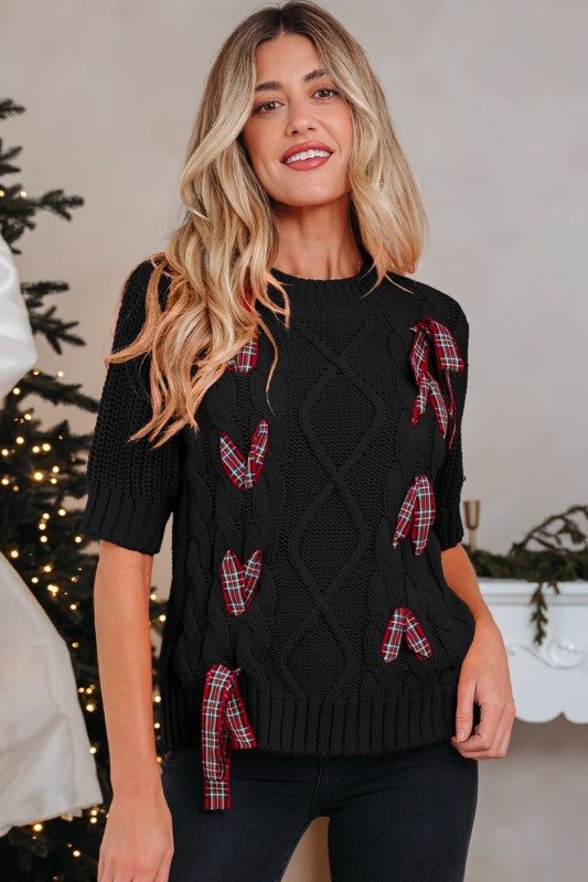Christmas Plaid Lace-Up Puff Sleeve Sweater Shop Style & More | Fresh Looks, Everyday Deals & Free Shipping