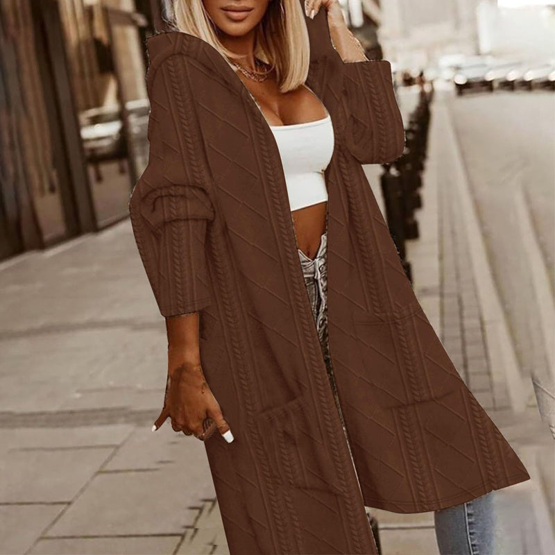 Women's Textured Hooded Longline Jacket FitiqueFit