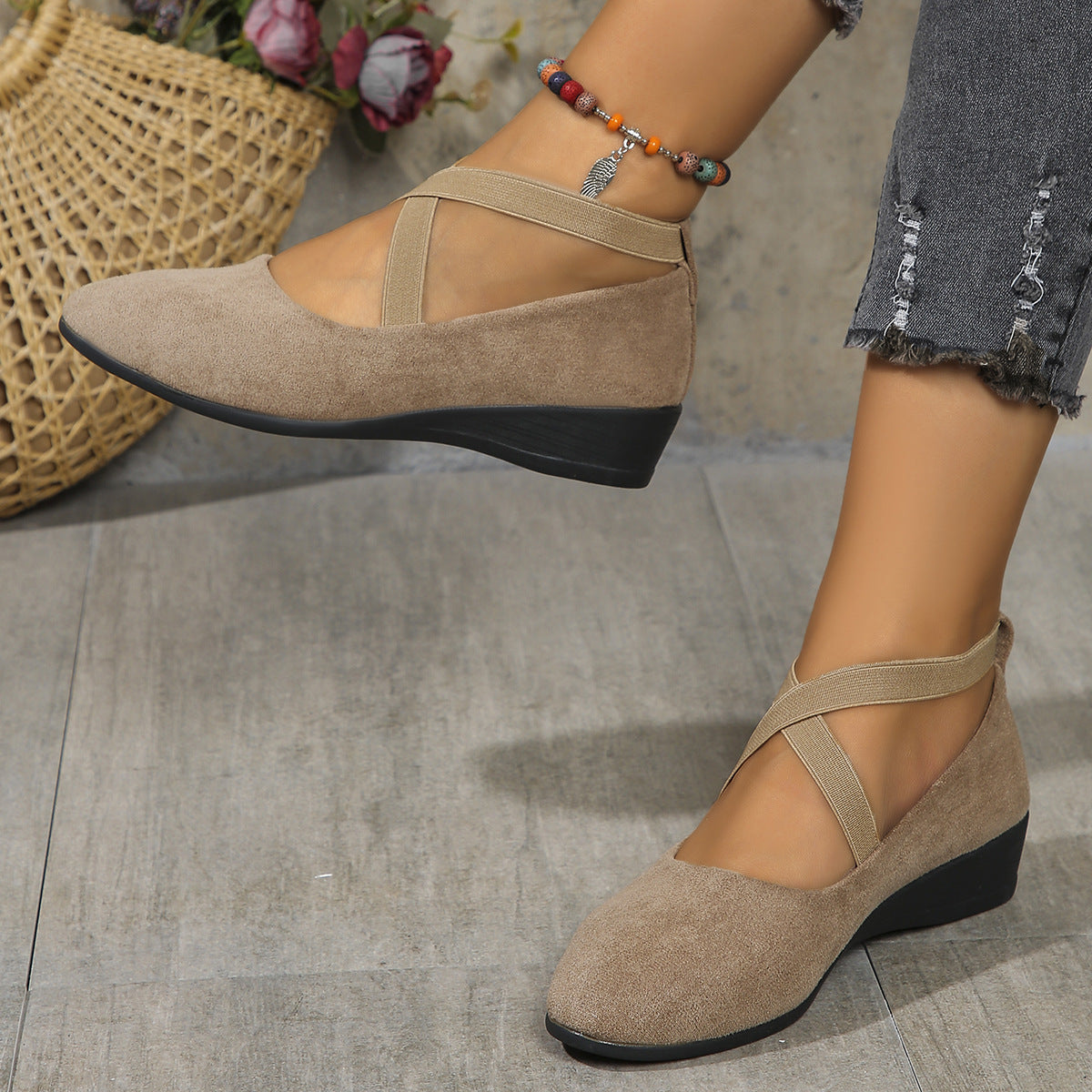 Elastic Band Platform Wedge Pumps – 6 Colors EU 35–43 FitiqueFit