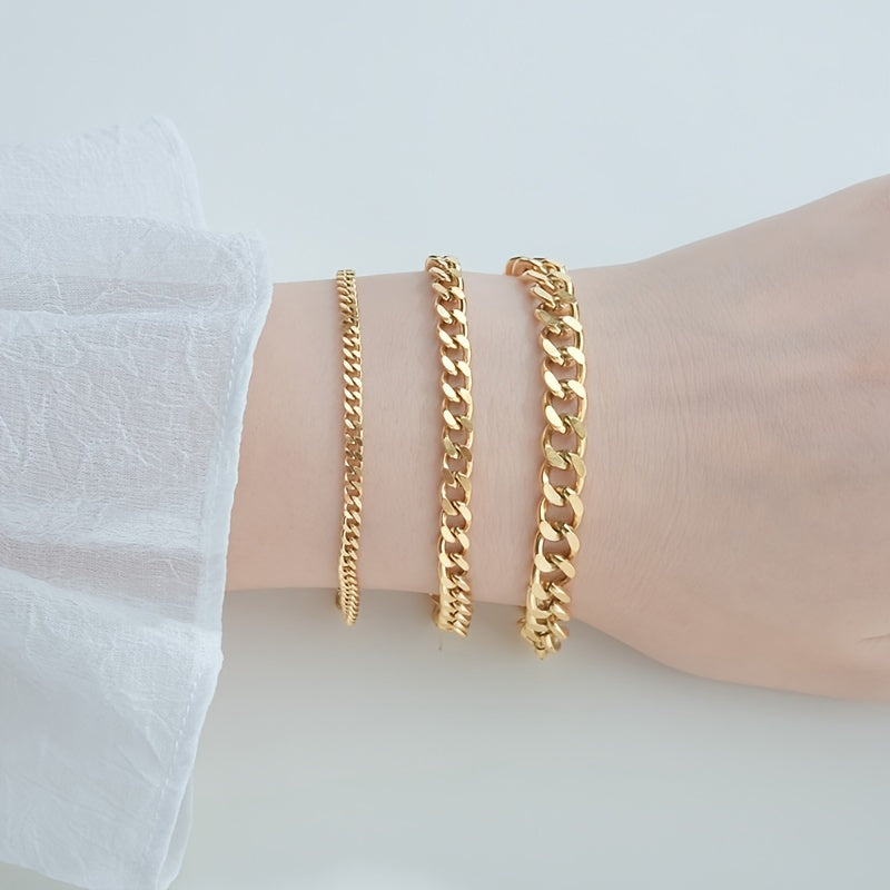 3/5/7/mm Fashion Simple Stainless Steel Cuban Chain Bracelet For Men And Women NovaCart
