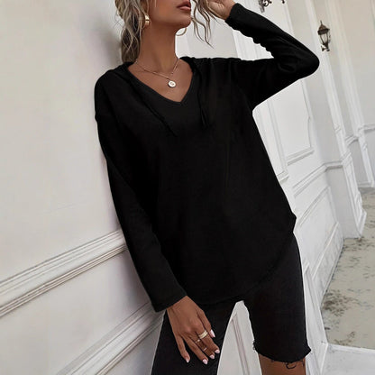 Women's Hoodie With Drawstrings V-neck Plus Size Sweater Grayceful LLC
