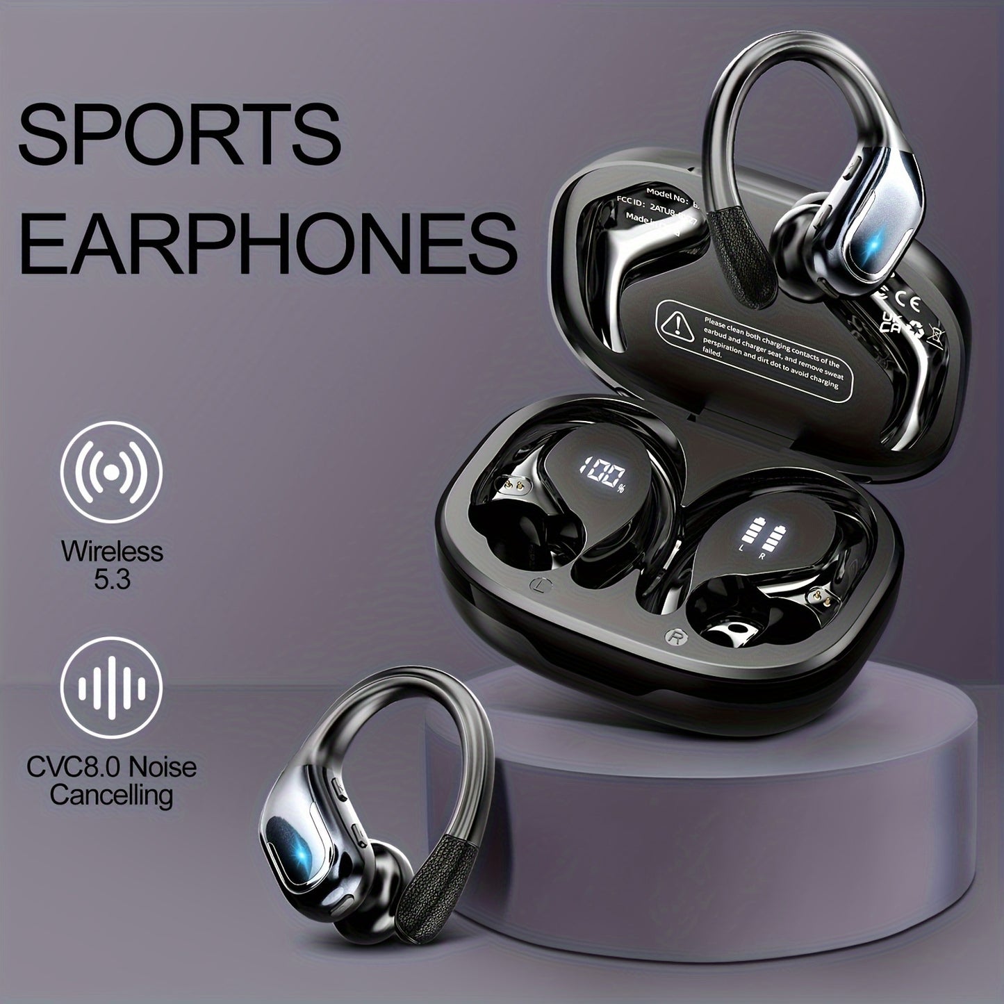 LIFEBEE New Wireless Earbuds for Running Sports, Wireless Earphones with Earhooks Pure Bass Sound, Over Ear Headphones ENC Noise Cancelling with Dual-LED Display, Earphones Built-in Microphone NovaCart