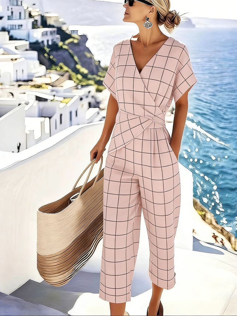 Women's Loose Irregular Short-Sleeve Two-Piece Set FitiqueFit