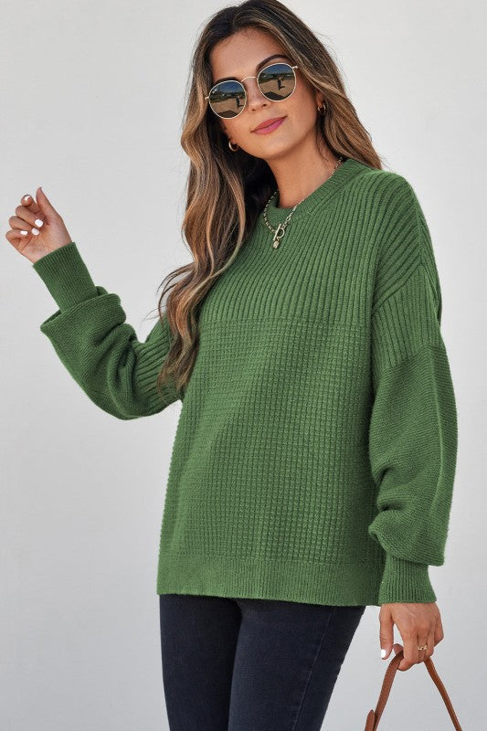 Solid Textured Knit Crewneck Sweater Shop Style & More | Fresh Looks, Everyday Deals & Free Shipping
