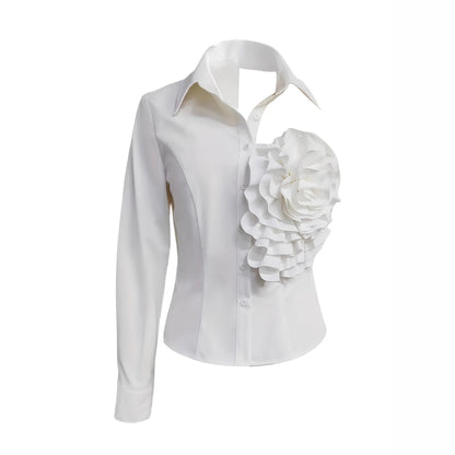 White Blouse With A One-shoulder TOP See size chart under “more details” The Fashion Celestial