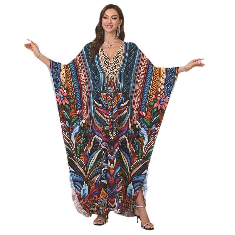 Fashion Personalized Cotton Printed Beach Dress Women Grayceful LLC