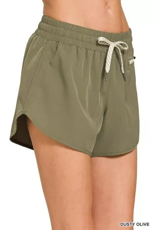 Zenana Soft Woven Lined Shorts With Zip Coin Pocket New Era Fashion LLc