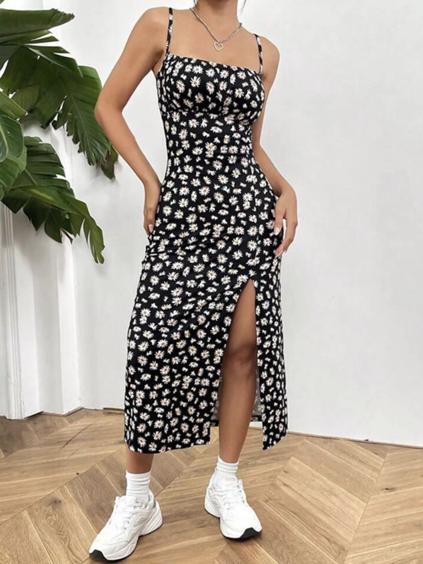 Slit Spaghetti Strap Midi Dress New Era Fashion LLc