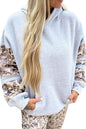 Light Grey Camouflage Patchwork Asymmetric Sleeve Plus Size Hoodie Garden Naked Curves