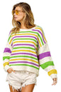 BiBi Mardi Gras Colors Stripe Comfy Sweater West2East Surf