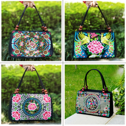 Embroidered Handbag, Double Zipper Bag, Women's Printed Handbag NovaCart