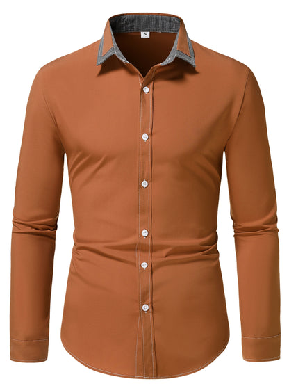 Men'S Color-Blocked Checkered Casual Long-Sleeve Shirt NovaCart